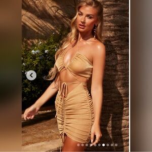 NWT oh Polly feel the Gold Halter Neck Dress